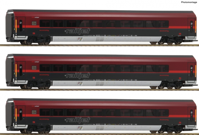 Set of 3 passenger cars Railjet<br /><a href='images/pictures/Roco/Roco-64191.jpg' target='_blank'>Full size image</a>